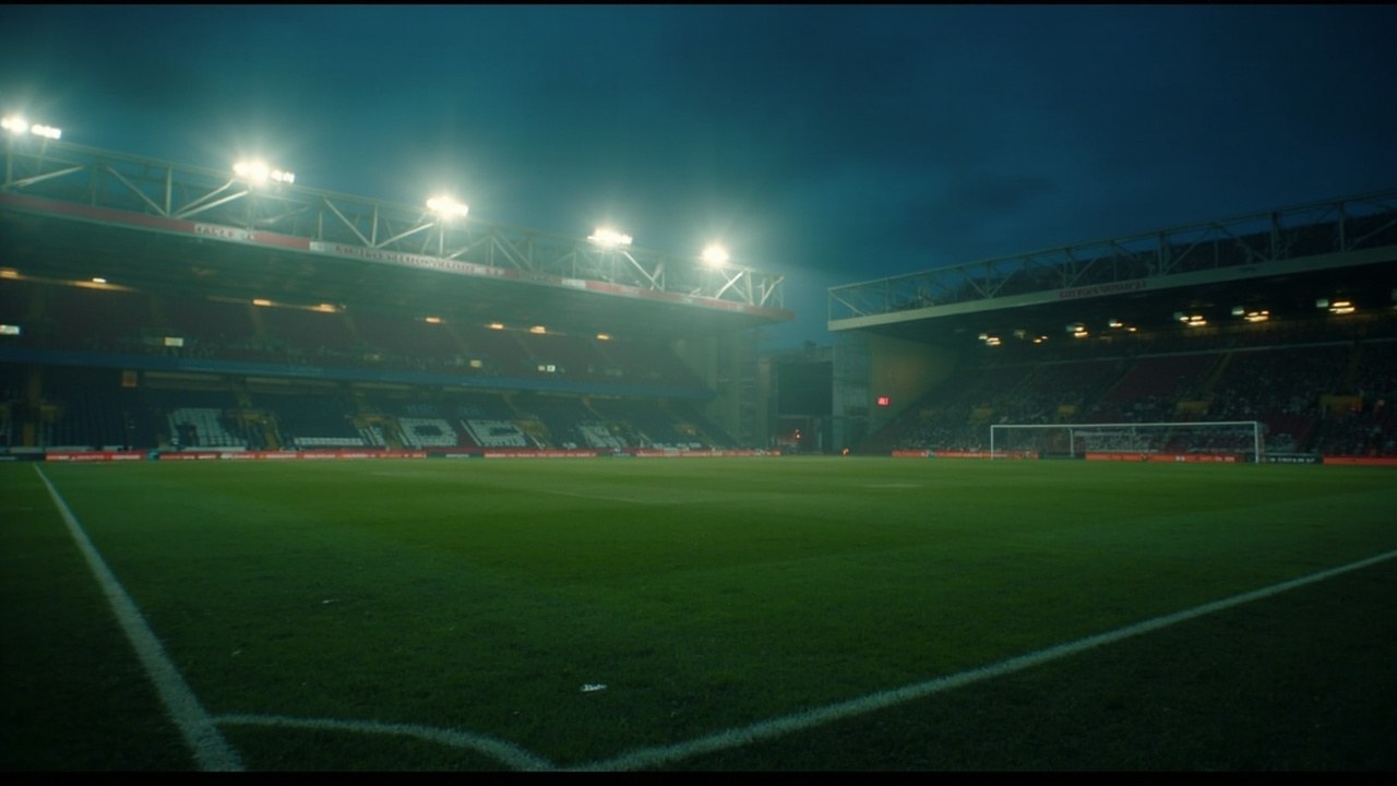 Empty Tottenham Hotspur pitch under floodlights on a quiet October evening